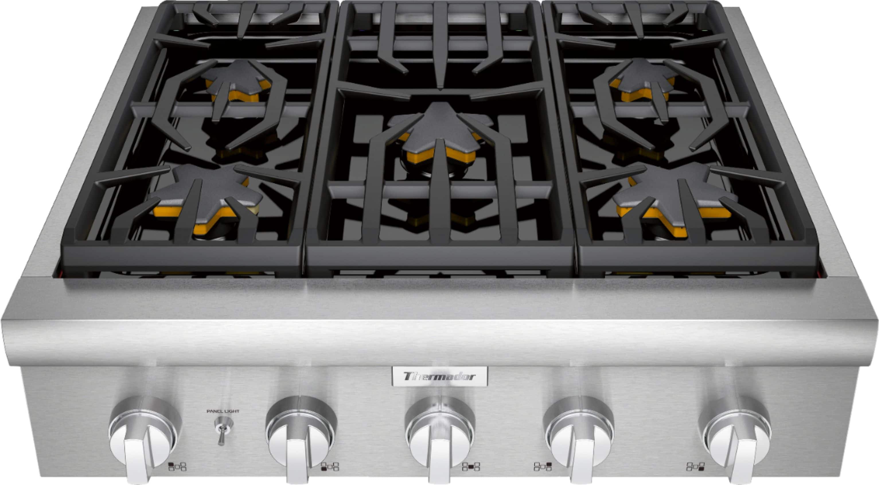 Thermador - Professional Series 30" Gas Rangetop with 5 Pedestal Star Burners and LP Conversion - Stainless Steel product im…