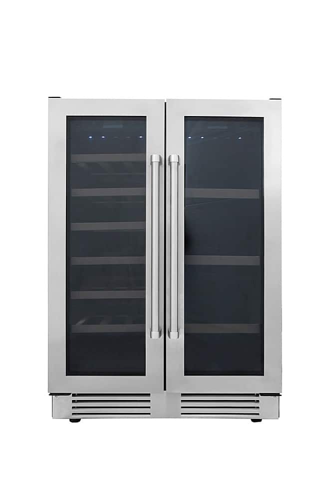 Thor Kitchen - 21 Wine Bottle Capacity and 95 Can Dual Zone French Door Wine and Beverage Center - Stainless Steel product i…
